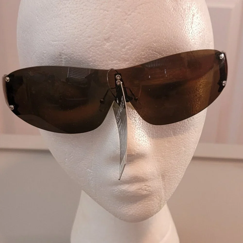 Brown Tortoise Shell Color Plastic Sunglasses w Rhinestone Details